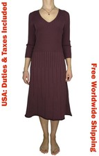 Wolford Womens Wool Blend Ribbed Dress Burgundy Size L
