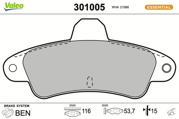 Bremsbelagsatz Scheibenbremse Hinten Valeo 301005 FÜR Ford BremsbelÄGe Belagsatz-image