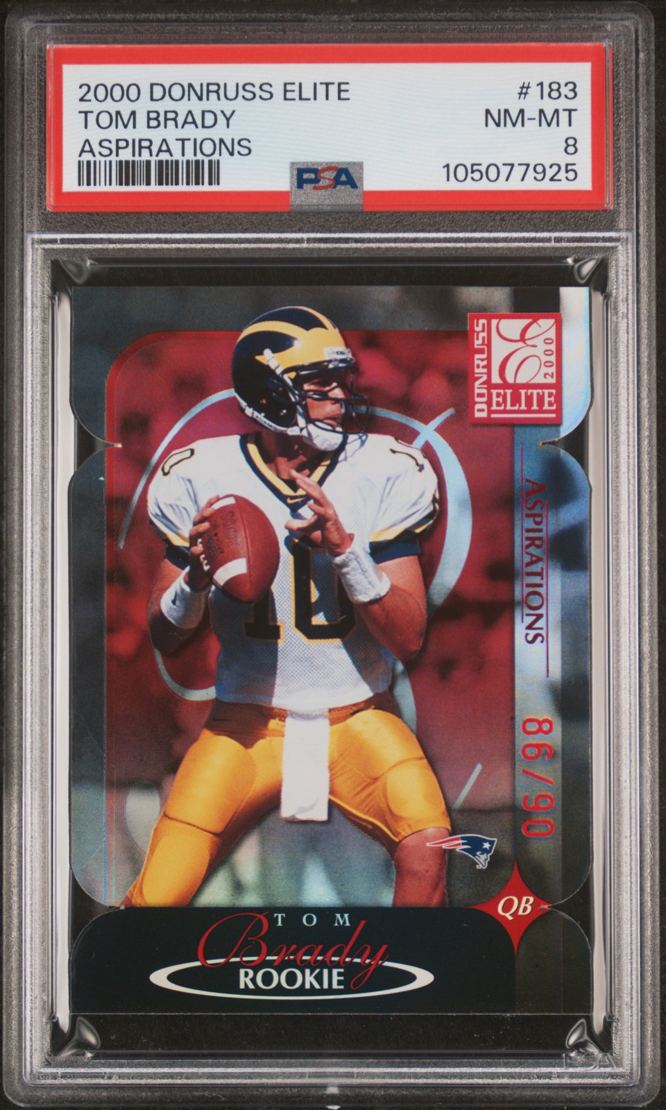 2000 DONRUSS ELITE ASPIRATIONS #183 TOM BRADY ROOKIE RC 86/90 PSA 8