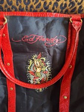 Ed Hardy Large Tote Bag Black With Red Crocodile Detail And Mermaid Decal