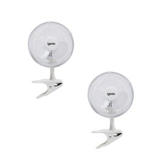 Pack of 2 Clip On Desk Fan 2 Speed Adjustable Tilt 15W Portable Cooling White