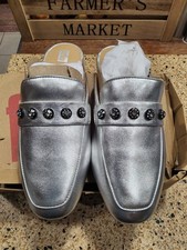 FITFLOP LADIES DELICATO LEATHER MULES SILVER UK 5 NEW