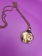 Vintage MOON DROPS Solid PERFUME COMPACT LOCKET  Gold Tone Necklace