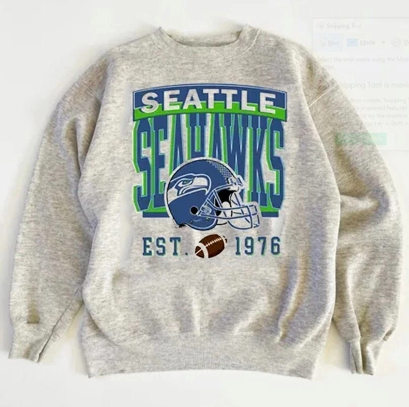 Seattle Seahawks EST 1976 Retro Ash Color Sweatshirt