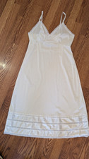 Sears White Nylon Full Slip Lace Bust Hem Trim Adj Straps Sz 38 Long Perfect