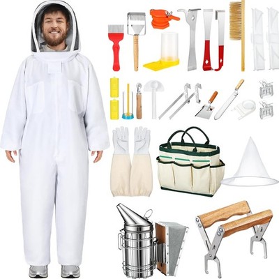 30 Pcs Beekeeping Supplies Tools Bee Suit Keeping Starter Kit XL 