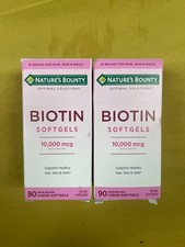 2 New Nature's Bounty Biotin 10,000 mcg- 90 Softgels Each Box Exp. 09/2028