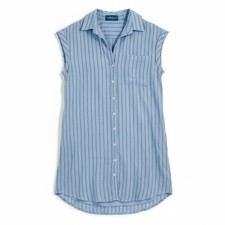 CLEARANCE Willy Jay's Blue Striped Button Down Shirt Dress Cotton Blend Size S