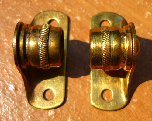 (Pair) Vintage Antique SOLID Brass 3/8" Cafe Rod Barrel Brackets - Outside Mount