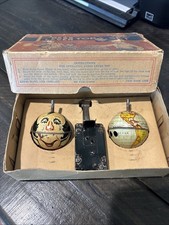 Vintage Marx Whistling Face And Globe Press Lever Top Set