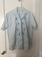 Vintage Pearl of the Orient Lt Green Embroidered Shirt Size Medium Philippines