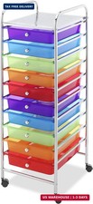 10 Drawer Rolling Craft Storage Cart, Plated Metal Frame for Crafting, Sewing, C