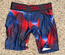 DSG Boys Print Compression Shorts Multi Streaks Red Blue Black Small NWT