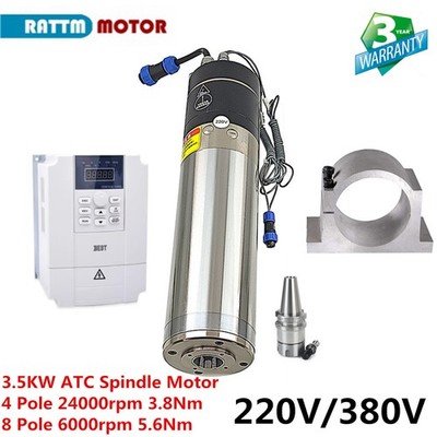 3.5KW BT30 ATC Water Cooled Automatic Tool Changer Spindle Motor 3.8Nm 5.6Nm+VFD