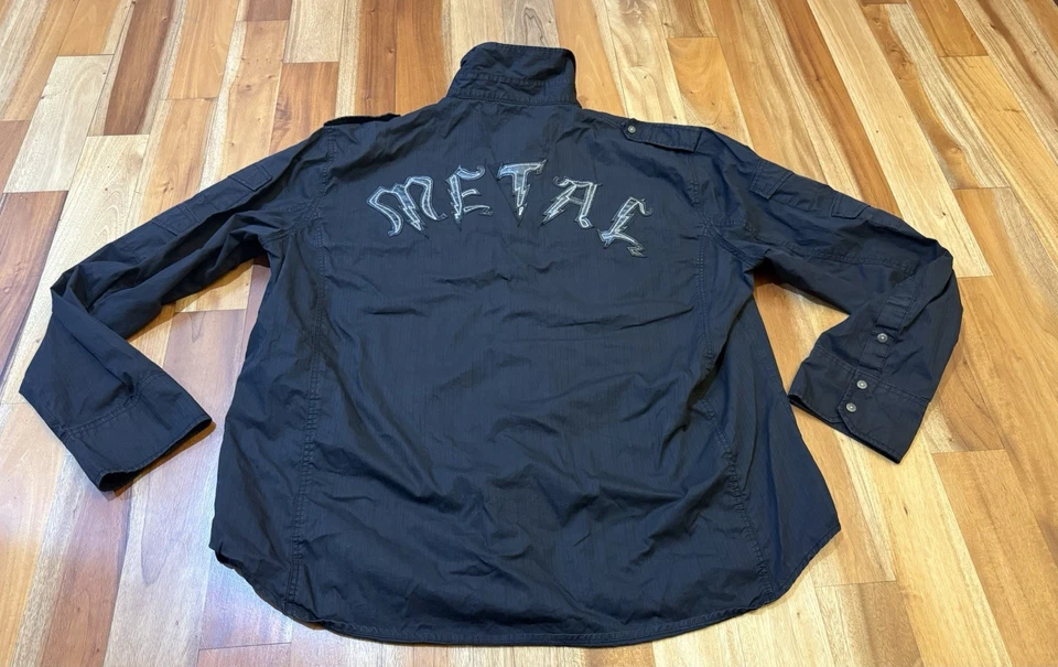 Blac Label Mens 4X Metal Long Sleeve Snap Button BLACK Shirt MOTORCYCLE GRUNGE - Image 2 of 4