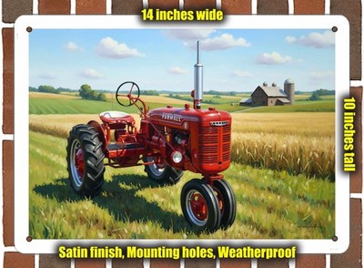 Metal Sign - 1945 Farmall B Tractor Oil Painting - 14x10