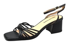 Womens Ankle Strap Block Mid Heel Sandals Faux Leather Strappy Casual Shoes