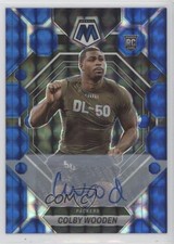 2023 Panini Mosaic Rookies Blue Prizm 85/99 Colby Wooden #303 Auto rf2