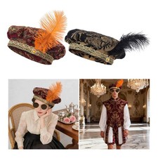 Mittelalterlicher Königshut mit Feder, Damen- und Herren-Kopfschmuck,