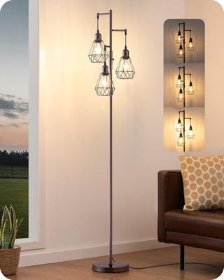 70IN Industrial Floor Lamps for Living Room, Dimmable Farmhouse Corner Reading L