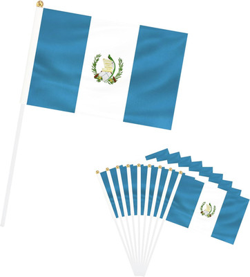 Guatemala Small Mini Flags, 25 Pack Hand Held Guatemalan Stick Flags with 11.8 I