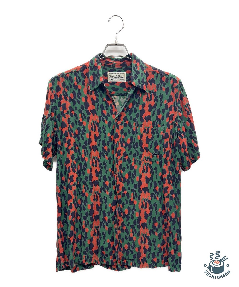 WACKO MARIA LEOPARD HAWAIIAN SHIRT Size: M Green x red WACKO MARIA LEOPARD HAWAIIAN SHIRT Size: M Green x red