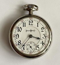 Illinois Bunn Special Pocket Watch 24 Ruby Jewels Nickeloid Case For Parts
