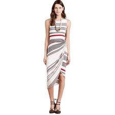 Bailey 44 Womens Striped Sleeveless Draped Midi Dress Made In USA Medium