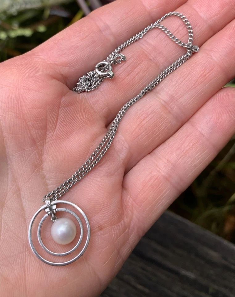 Vintage Mikimoto Solid Sterling Silver Natural Mikimoto Cultured Pearl Necklace - image 4 of 4