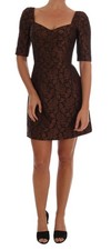 Dolce & Gabbana Black Brown Floral Brocade A-Line Women's Dress Authentic