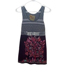 Free People Gray & Purple Textured Sleeveless Vintage Empire Dress. size 4.