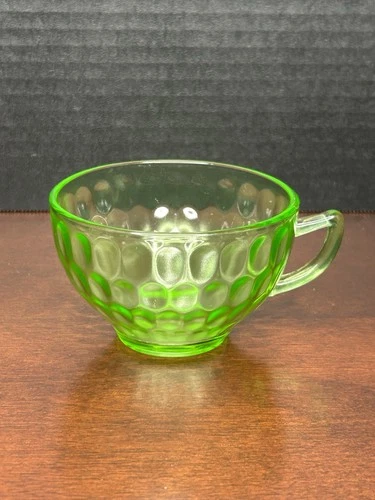 Vintage Federal Glass Raindrops Uranium Glass Depression Glass Cup