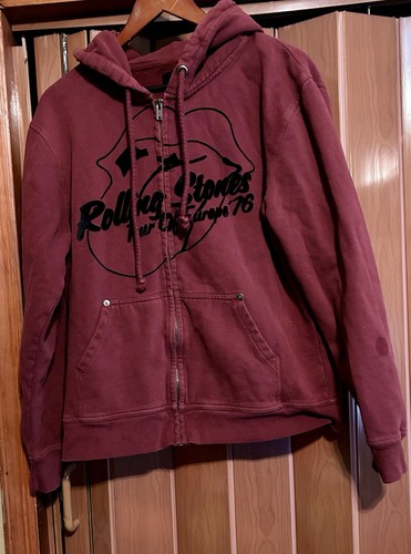FELPA CON CAPPUCCIO ROLLING STONES RIFF STARS, 76' EUROPA, LOGO FELTRO, taglia M vedi foto - Foto 1 di 8