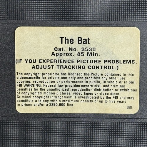 “The Bat” The Original Batman Movie 1926 By Roland West ( VHS 1995 ) - Foto 8 di 9
