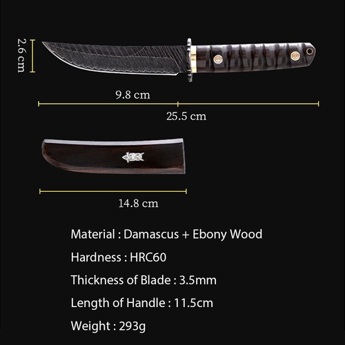 Japanese Style Damascus Fruit Knife Outdoor EDC Camping Blade for Collection - Picture 4 of 14