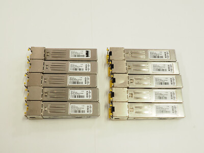 Lot of 10 Cisco GLC-T 30-1410-02 1000Base-T SFP Module. Plastic Clips