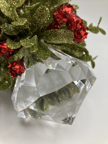 Vintage GANZ Mistelzweig küssende Kristalle Christbaumschmuck Träne facettiert - Bild 3 von 6