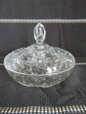 Vintage Anchor Hocking EAPC Star of David 7'' Lidded Candy Dish