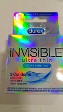3- 3 PACKS Durex Invisible Ultra Thin Ultra Sensitive Latex Condoms