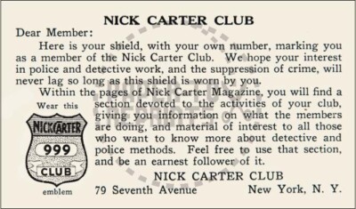 NICK CARTER CLUB EMBLEM CARD - VINTAGE REPRINT | eBay
