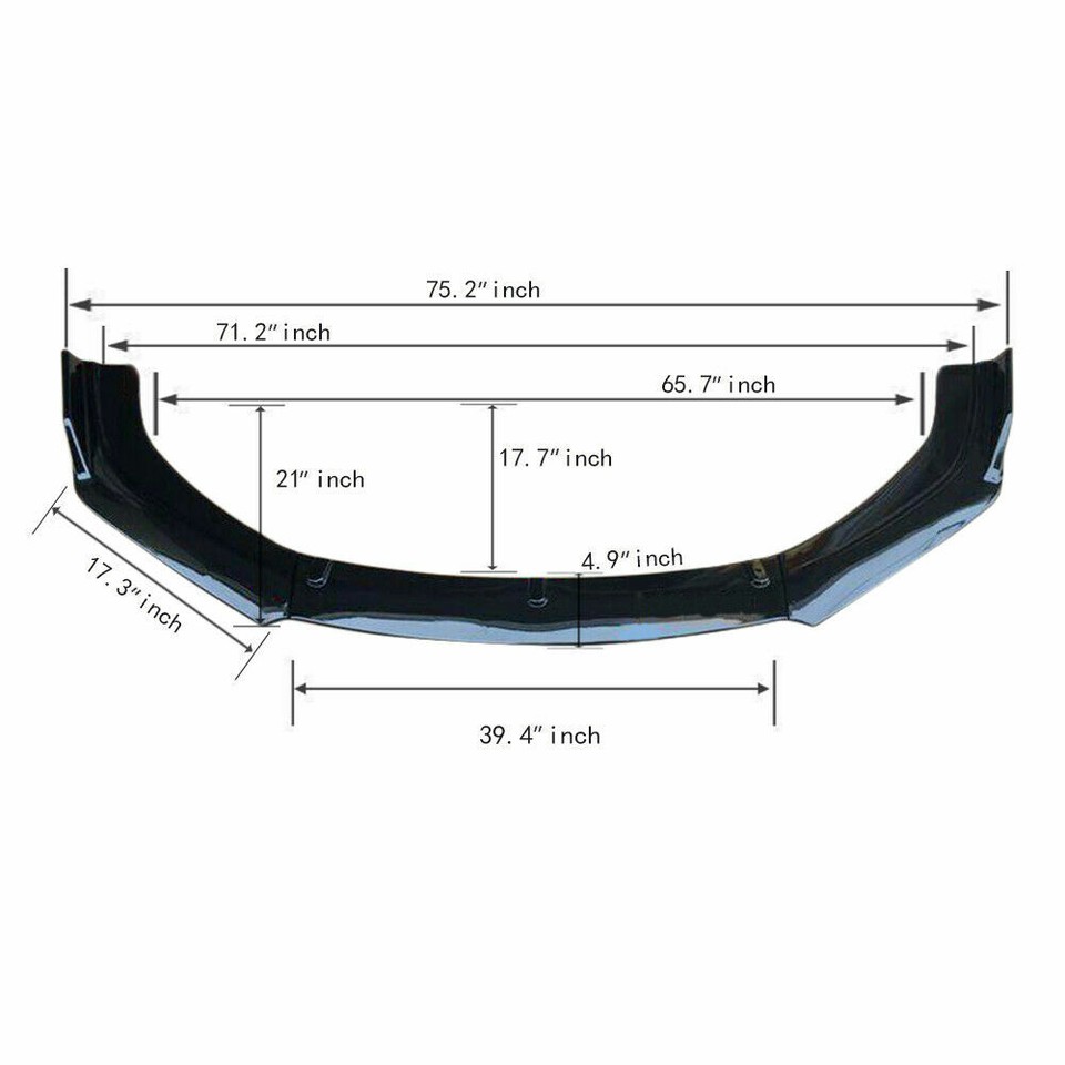 Front Bumper Lip Spoiler Splitter – Universal Fit For 2009–2020 Dodge Journey (Black, Screw-On)