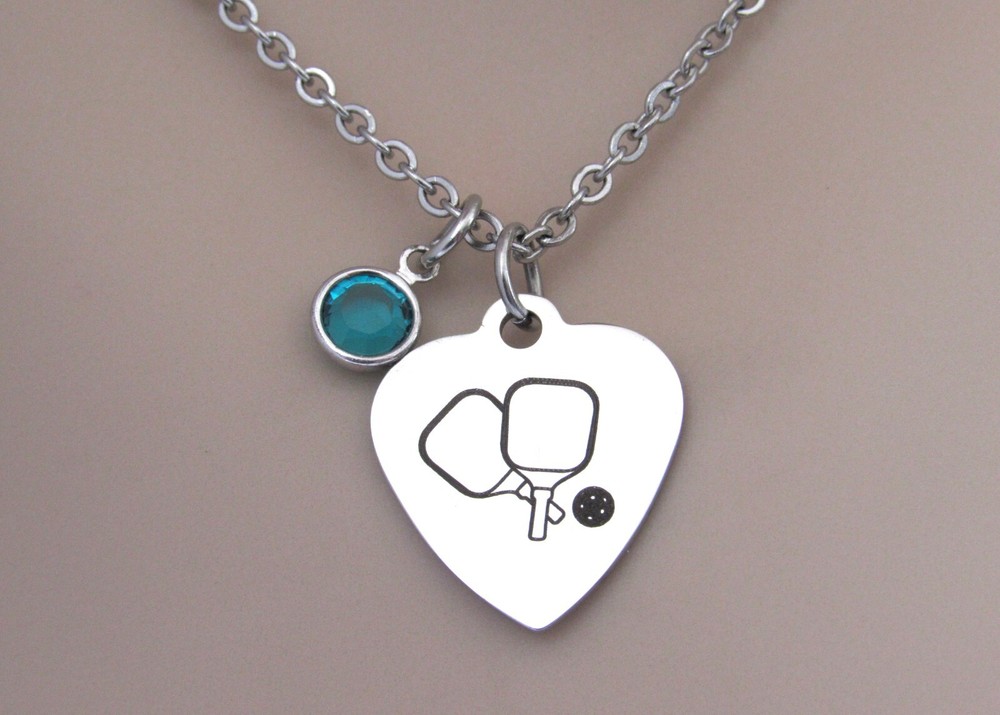 Pickleball Necklace with Birthstone - Love Pickleball Jewelry Gift for Wife or Birthday Present Pickleball Necklace with Birthstone - Love Pickleball Jewelry Gift for Wife or Birthday Present