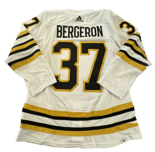 Boston Bruins Jersey Patrice Bergeron Mens 46 Authentic White Strap 100 Patch