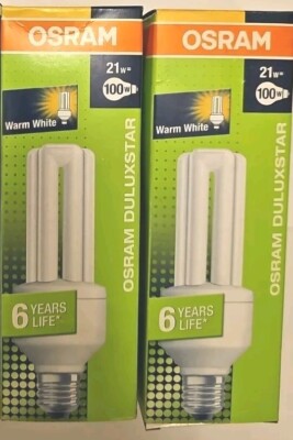 2x Osram Duluxstar Energiespar CFL Glühbirnen ES E27 21W 100W 