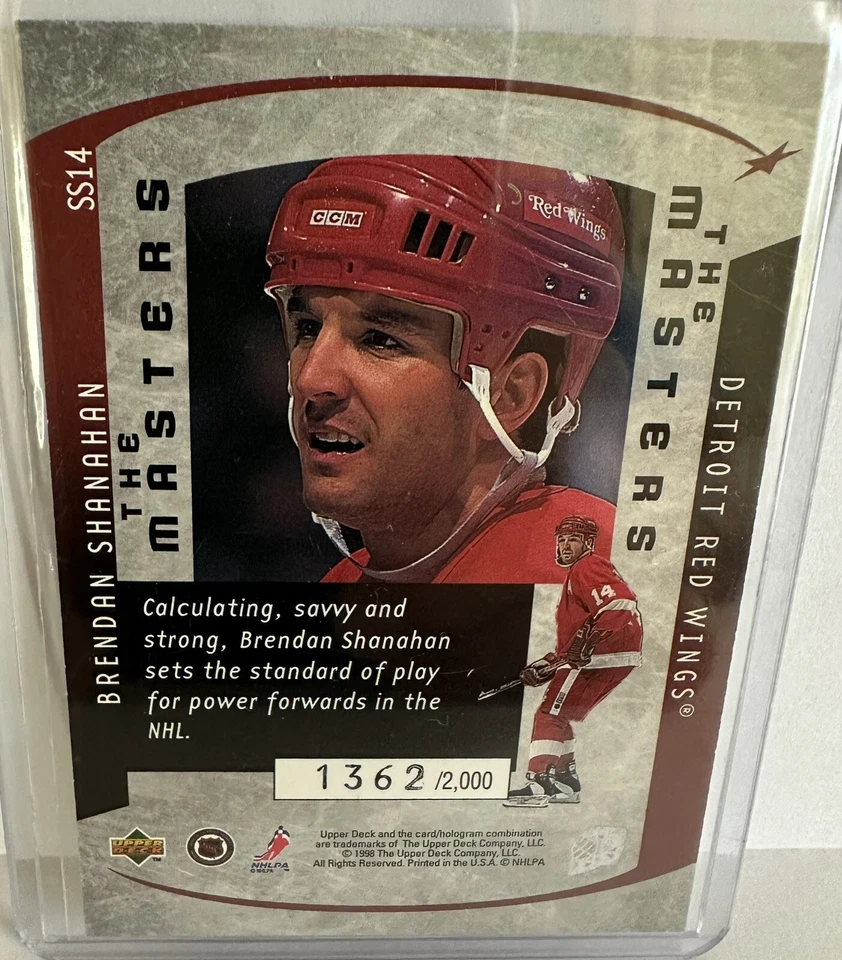 BRENDAN SHANAHAN HOF Red Wings 1997-98 Upper Deck 6th Sense Masters 1362/2000 - Image 2 of 2