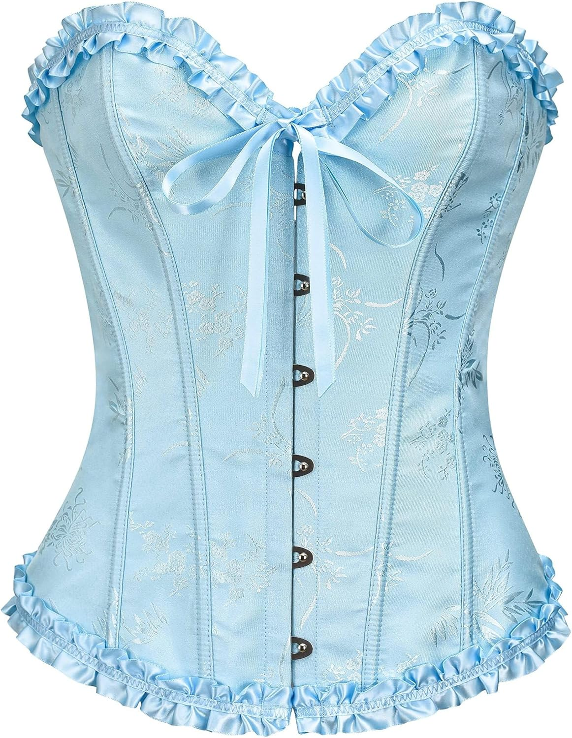 Blue Lace Corset Top Bustier Shapewear Pushup Bodysuit for Women-image