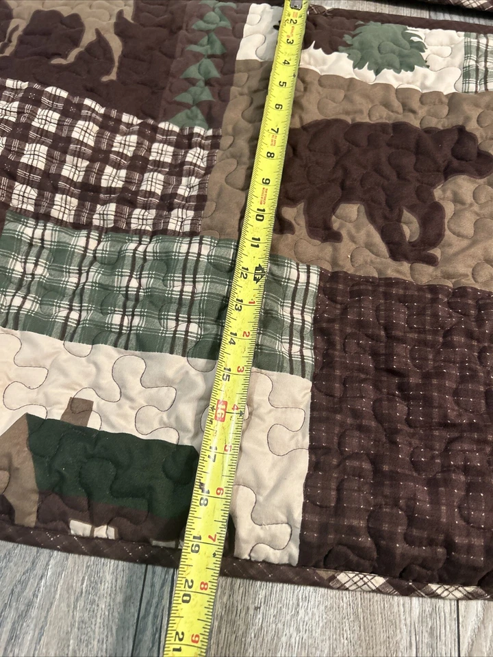 Cabin Style Quilt & Shams 86 x 86 Jigsaw Stitching Nice Double Sided - Image 3 of 4
