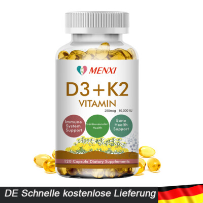 MENXI Vitamin D3 10.000 IU + Vitamin K2 250mcg 120 Tabletten MK-7 Kapsel Vegan