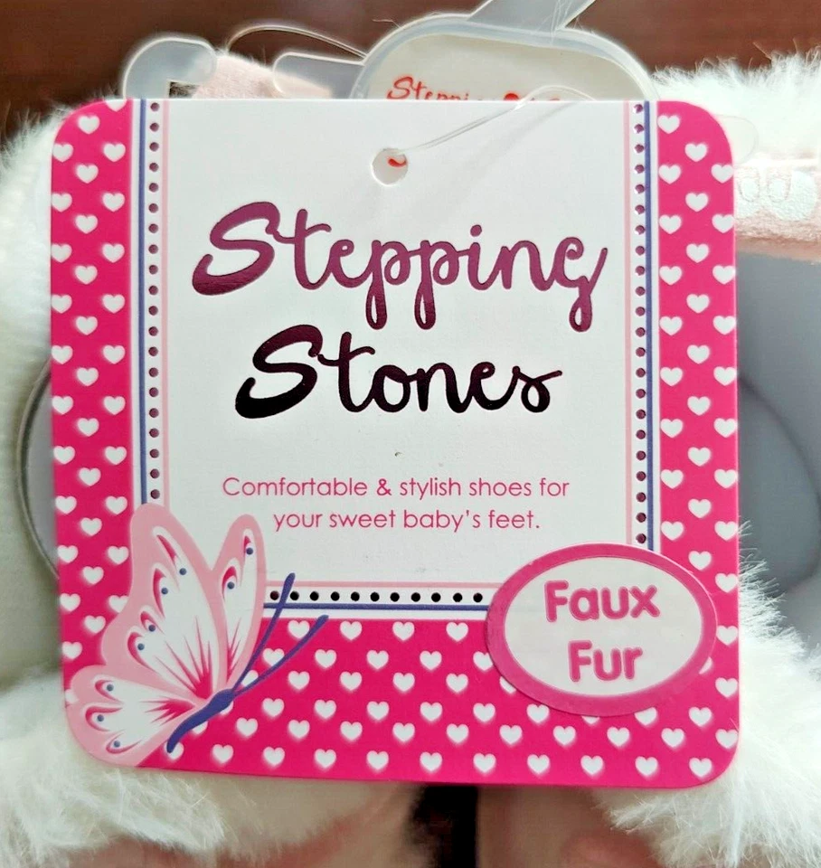 Botines Stepping Stones Bebé Niña-Blanco con Rosa-Talla 3(6-9 Meses)-Nuevos con Etiquetas Foto 2 de 4