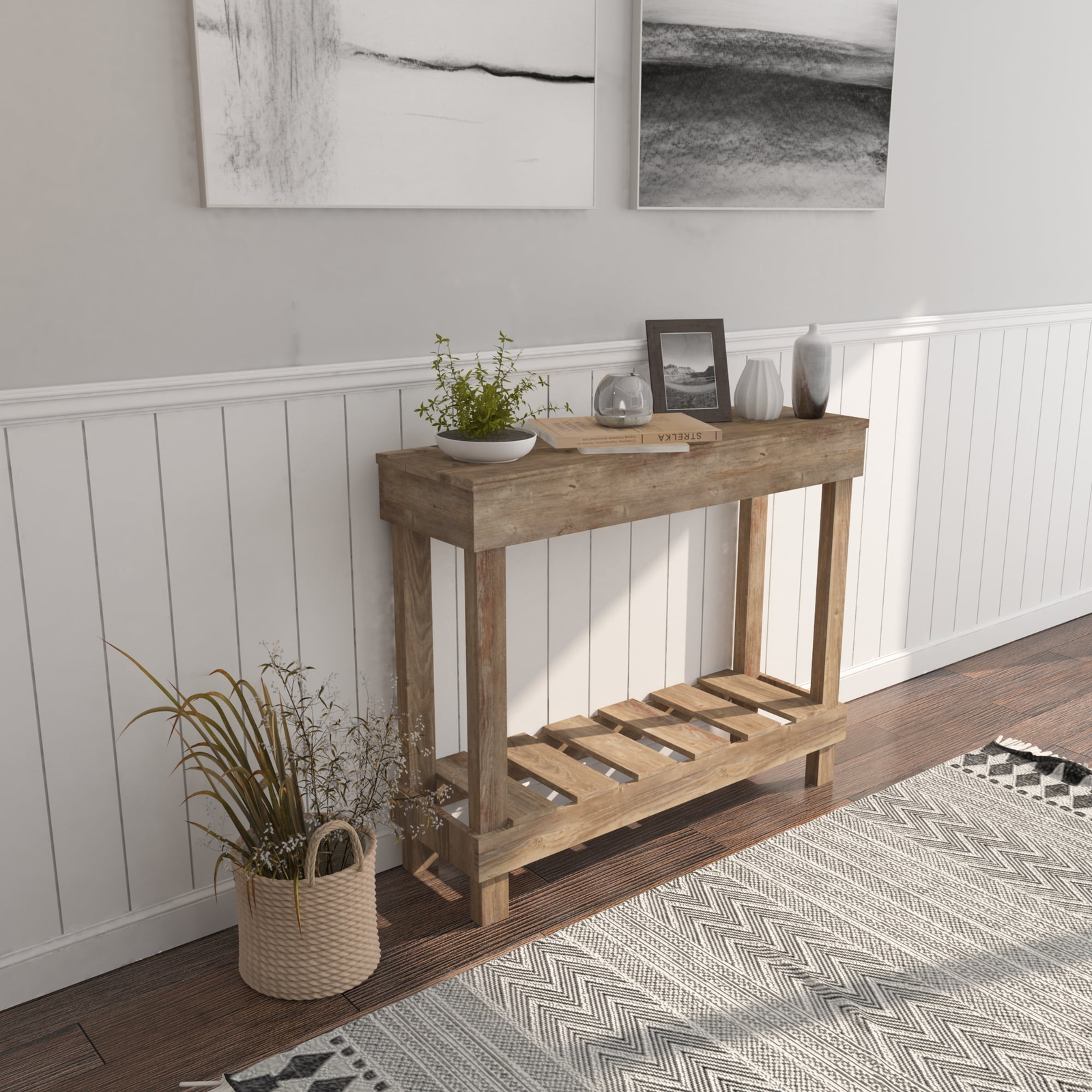 Reclaimed Wood Entry Table Console Tables Shelves Living Room Entryway